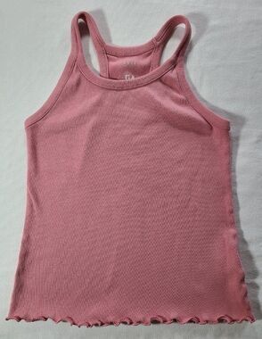 Free Assembly Pink Ribbed Tank Medium 7/8 Lettuce Hem Racerback Top